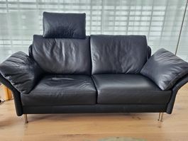 Ledersofa Intertime, schwarz, 2 Plätze