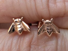 Roségoldene Bienen-Ohrstecker (14 Karat)