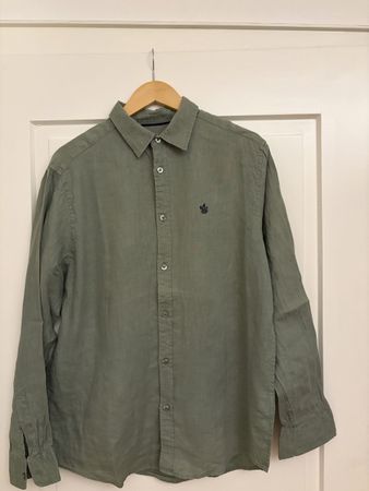 Harper & Flint Leinenhemd Olivgrün Gr. L 100% Leinen