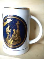 Bierkrug Keramik weiss mit Dekoration Galicia Vergoldung