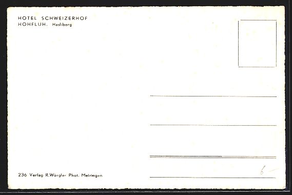 Cartoline postali: Hohfluh /Hasliberg, Hotel Schweizerhof i – Usato da Berlin venduto da bartko-reher 1