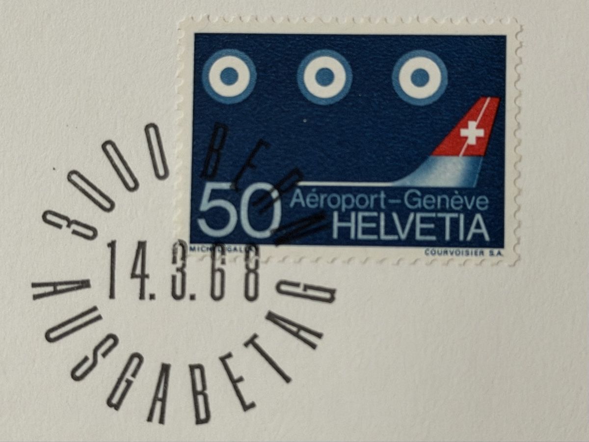 Tutti i francobolli: Enveloppe Poste aérienne Suisse 1968 – Usato da Petit-Lancy venduto da Solcarm 3