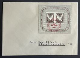 BRIEF MIT BLOCK BASLER TAUBE 1945 ⦿