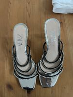 Zara Sandaletten mit Strass silber Grösse 37 Kitten Heels