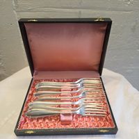 8 Versilberte Vintage Gabeln gross mit Box/Etui..Top..