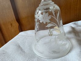 Glas Tisch Klingel Glocke geätzt 14 cm veritable Bohème