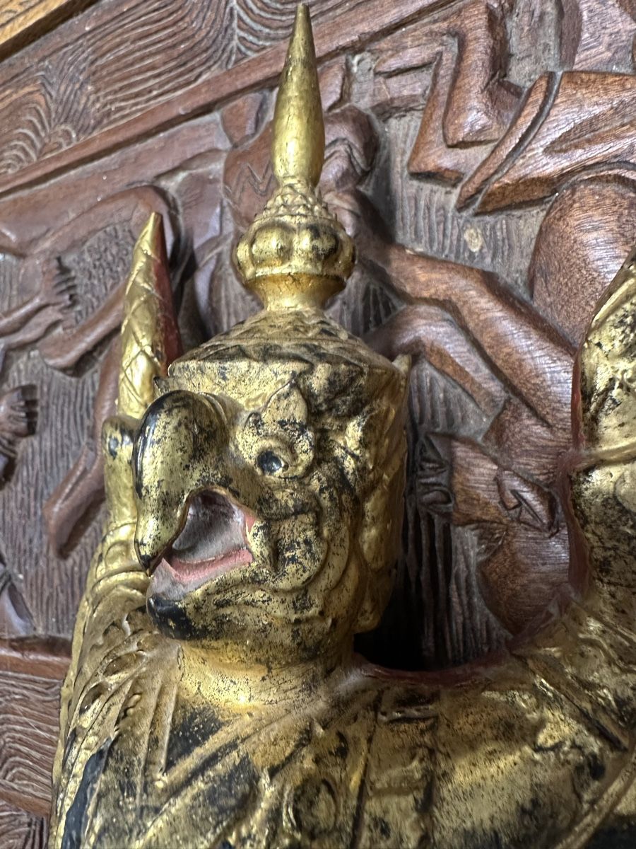 Sonstige Antiquitäten & Kunst: Handgeschnitzte Garuda-Holzmaske, vergoldet – Gebraucht aus Nebikon von Vanessa2003 3