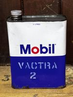 Öl Mobioli Blech Kanister vintage Deko blau weiss shabby 