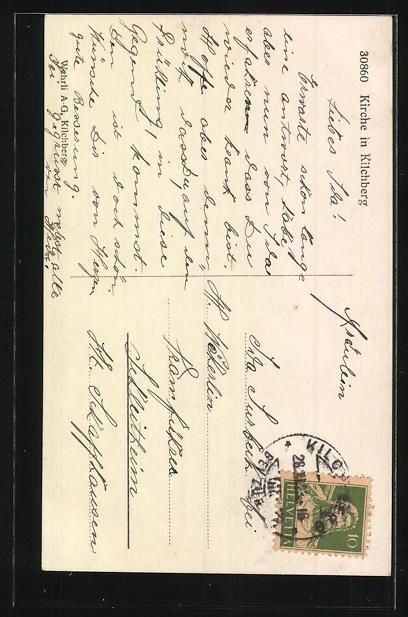 Cartoline postali: AK Kilchberg, Kirche, 1923 – Usato da Berlin venduto da bartko-reher 1