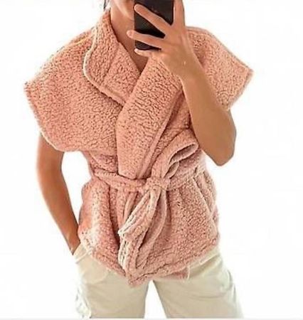 brandnew fluffy wrap-gilet in rose, size M-L