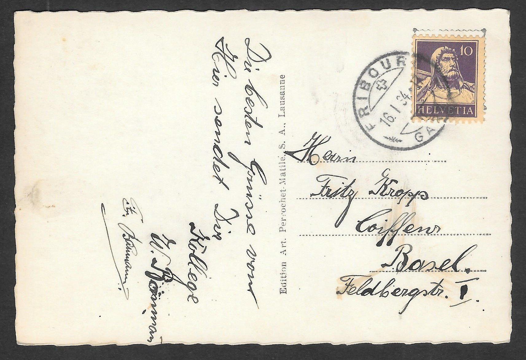 Cartoline postali: Payerne Teilansicht mit Café du Pont – Usato da Olten venduto da clotaldi 1