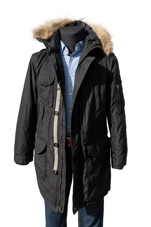 Parka Homme Taille XL Beige - Occasion En Très Bon état, Matière Polyester, Style Classique