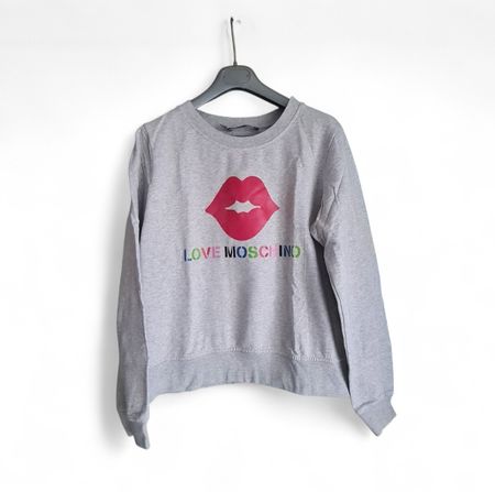 Sweat Love Moschino – Gris avec motif lèvres - Taille 42