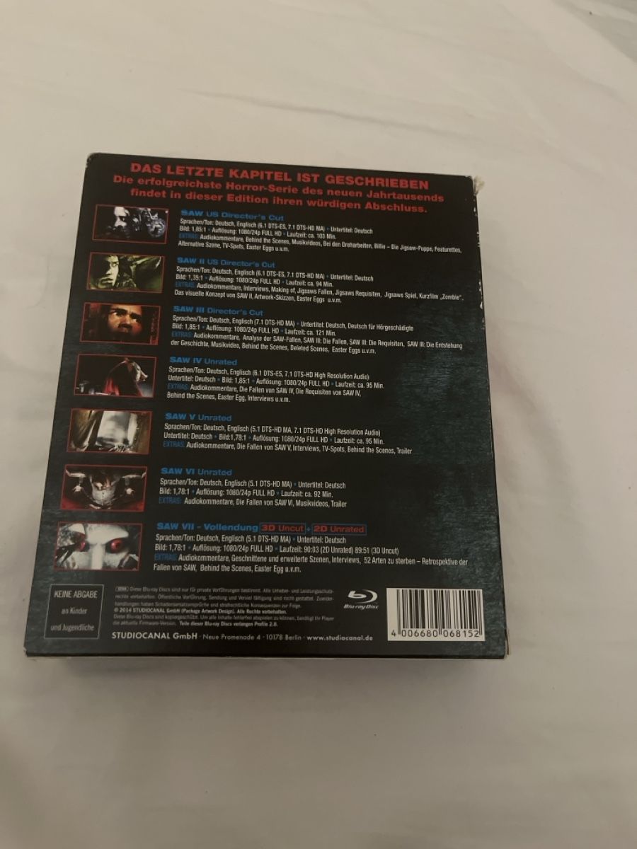 Tutti i DVDs: SAW Final Edition Blu-ray Box 8- Disc Set – Usato da Sargans venduto da pat_lqj7 1