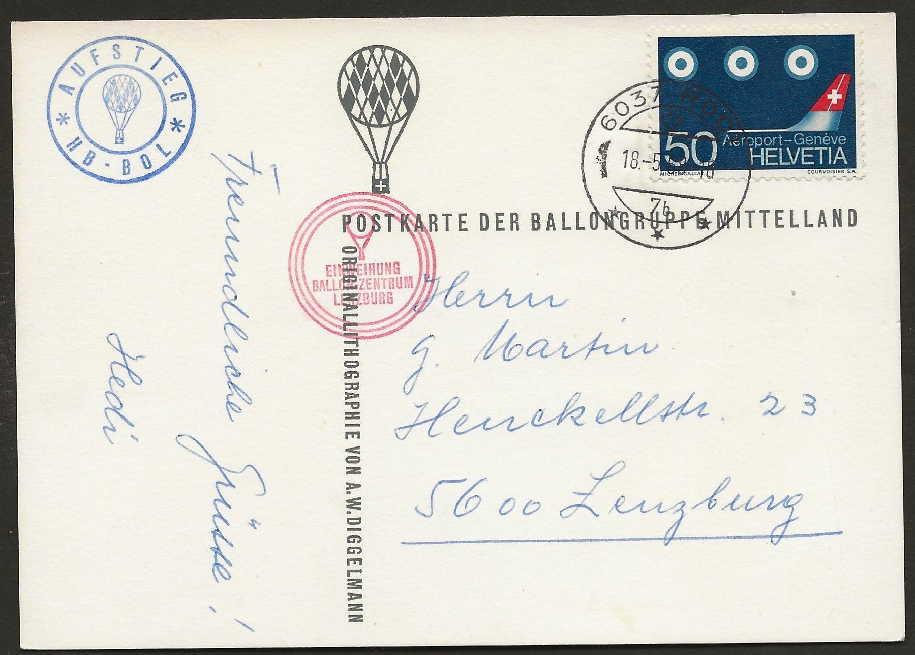 Tutti i francobolli: 1968 Ballon Schweiz Lenzburg Root Luftpost – Usato da Au ZH venduto da xelagreb01