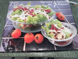 Glas Set Salat-Servier-Set 7-teilig, Glas, neu NOS OVP