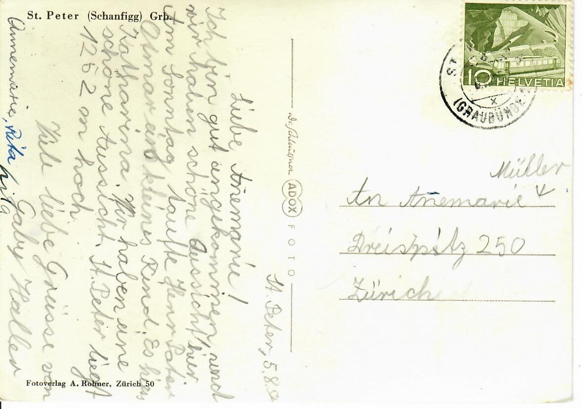 Cartes postales: St.Peter - Schanfigg 1952 – D'occasion à Hochdorf par Ziegel-16 1