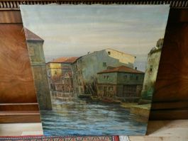 Original Hermann Garling Antik Gemälde - Kanal in Venedig