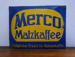 Altes Emailschild Merco Malzkaffee Emaille Schild Vintage