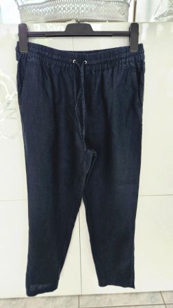 Leinen Sommerhose Dunkelblau Gr. 36 / S eher 38 Mit Gummizug