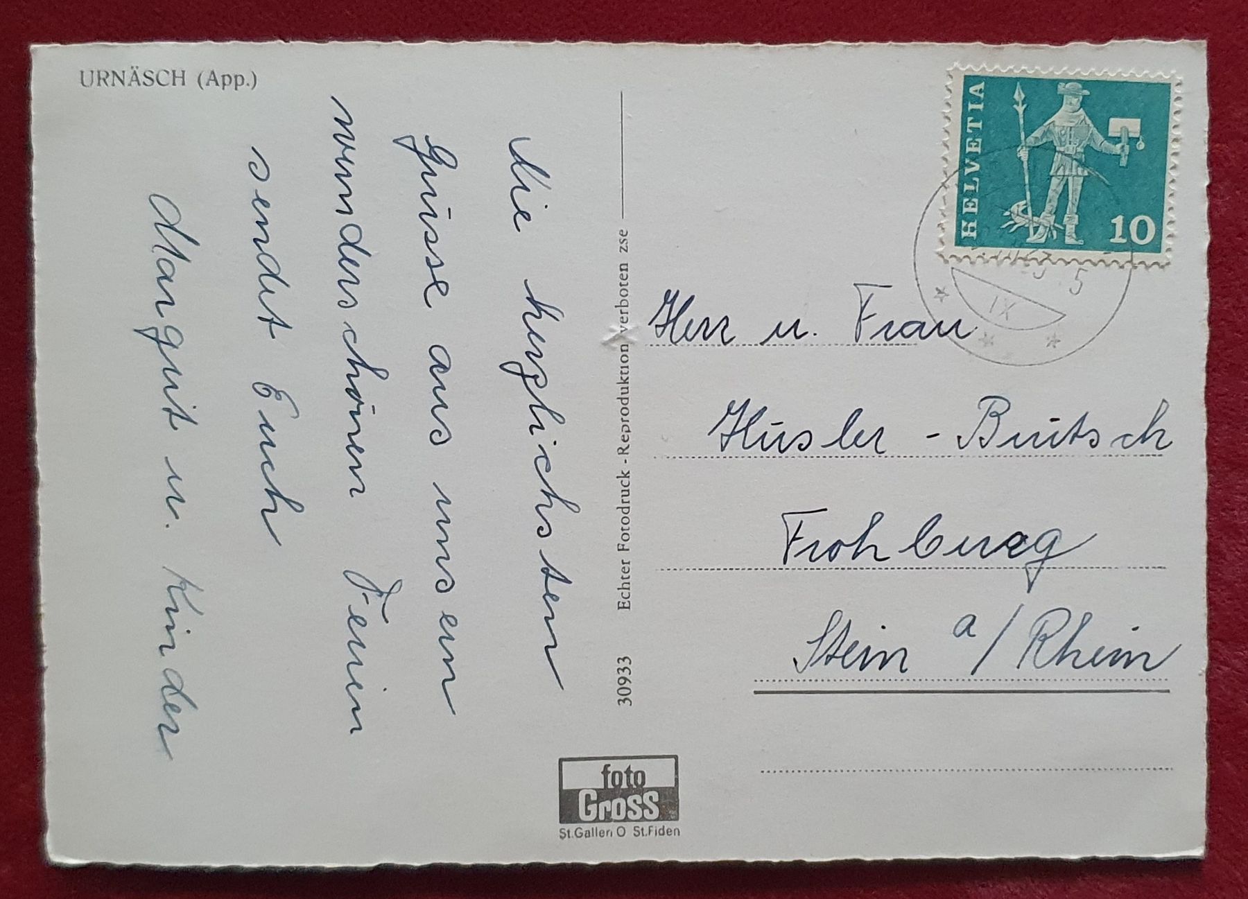 Cartoline postali: Urnäsch 1963 – Usato da Kreuzlingen venduto da Rschweiz1 1