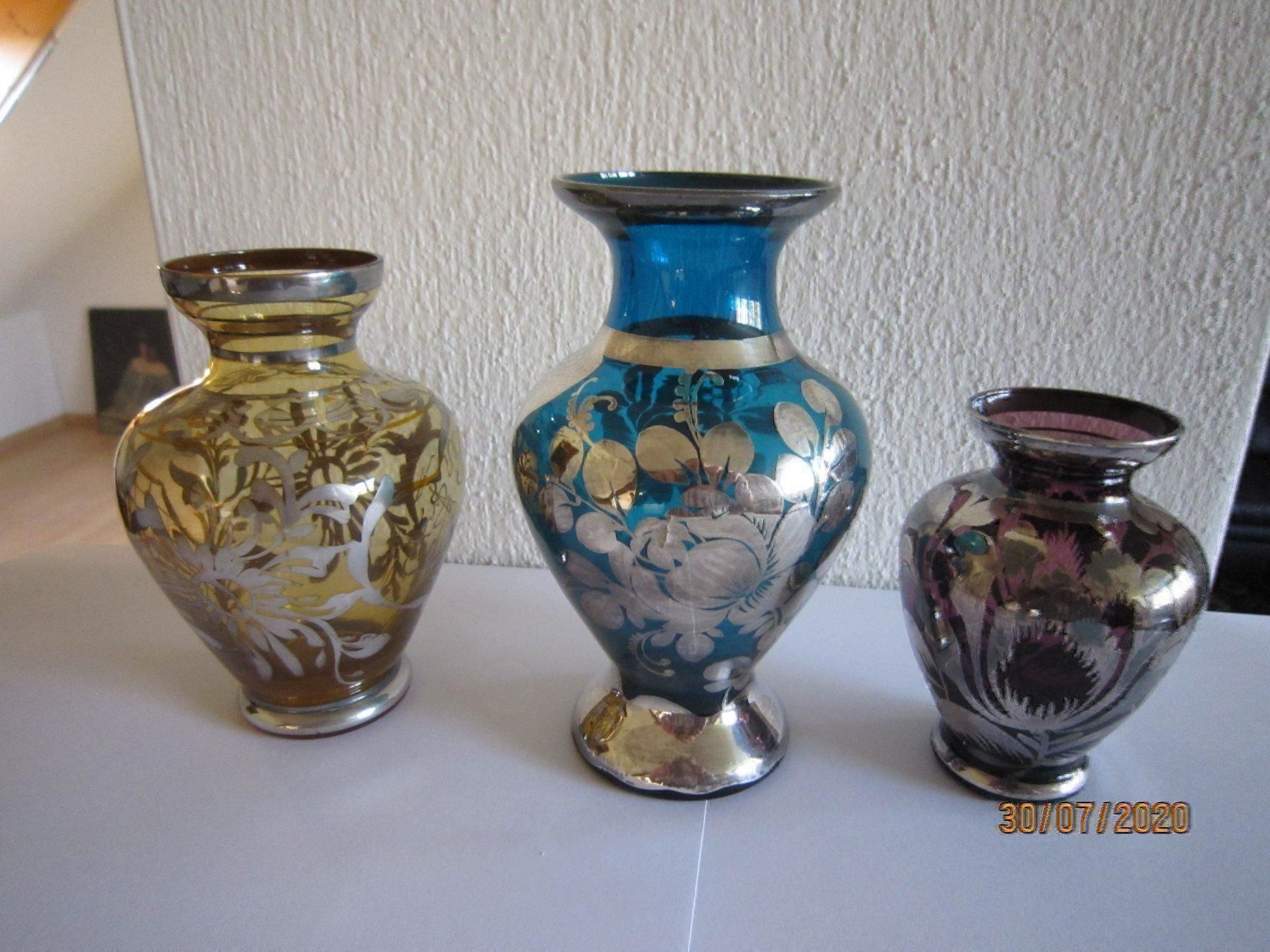 Vasen & Gefässe: Jugendstilvasen mit floralen Silberauflagen – Gebraucht aus Lengnau AG von Daenkelbach