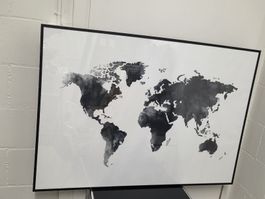 Bild Weltkarte schwarz weiss 70x100 cm