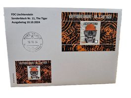 FDC Crypto-Stamp Nr.11, The Tiger, türkiser Fischerhut