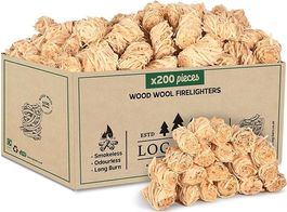 Natürliche Anzündwolle 200St Öko Anzünder Holzwolle