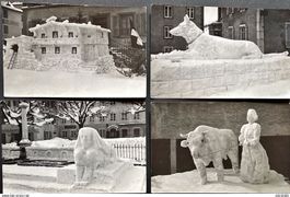 Lot AK Schneeskulpturen in Le Locle Winter 1943/44