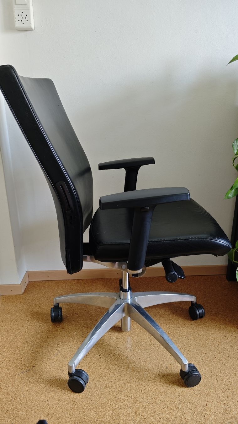 Stühle: Bürostuhl, Echt-Leder, Schwarz – Gebraucht aus Brüttisellen von leschBCS1 1