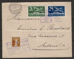 1925 : Brief mit Erstflug Genf - Milan