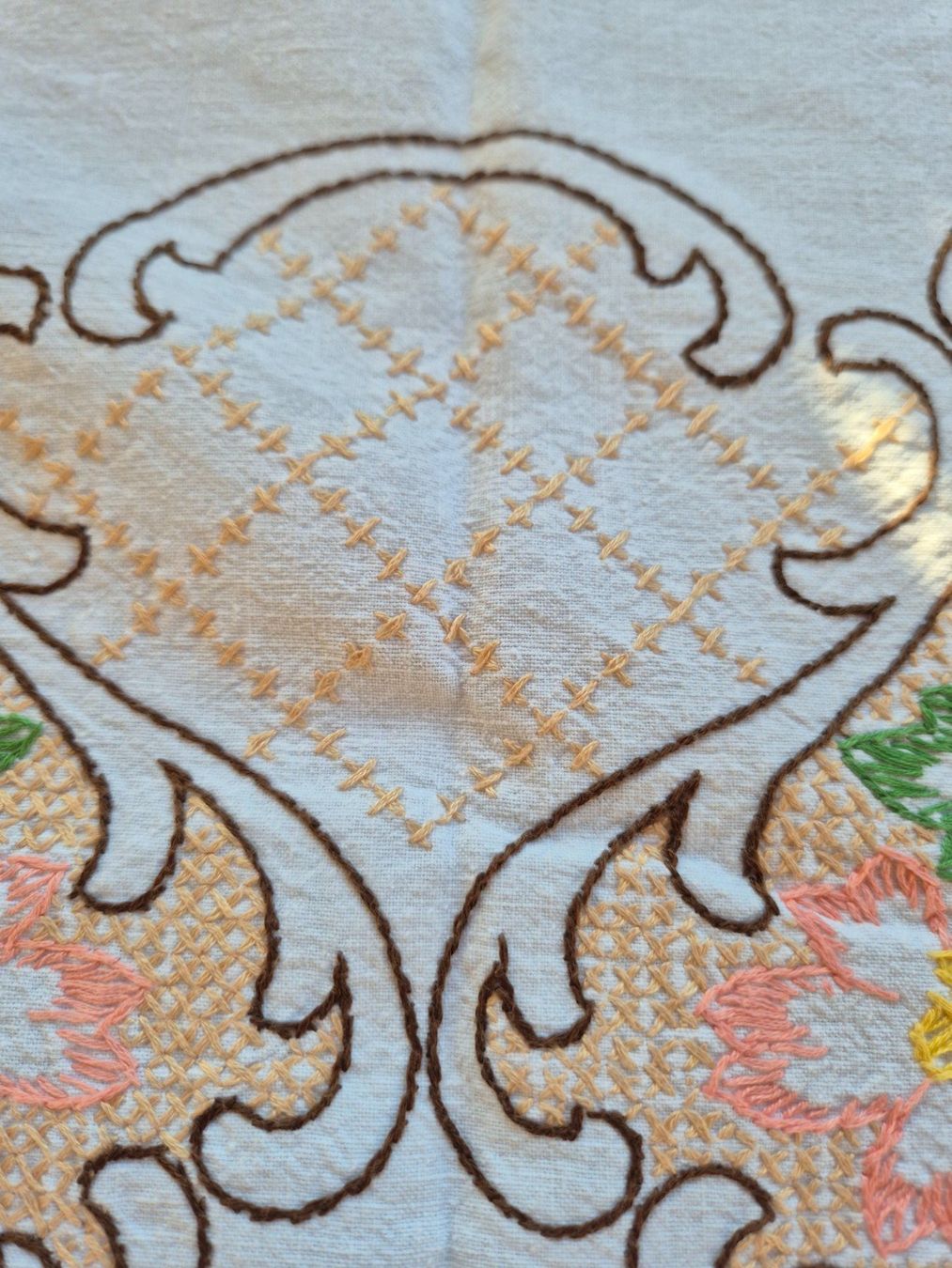 Altra biancheria da tavola: Tischdecke bestickt Blumenmuster , Handarbeit – Usato da Bern venduto da aronari 6