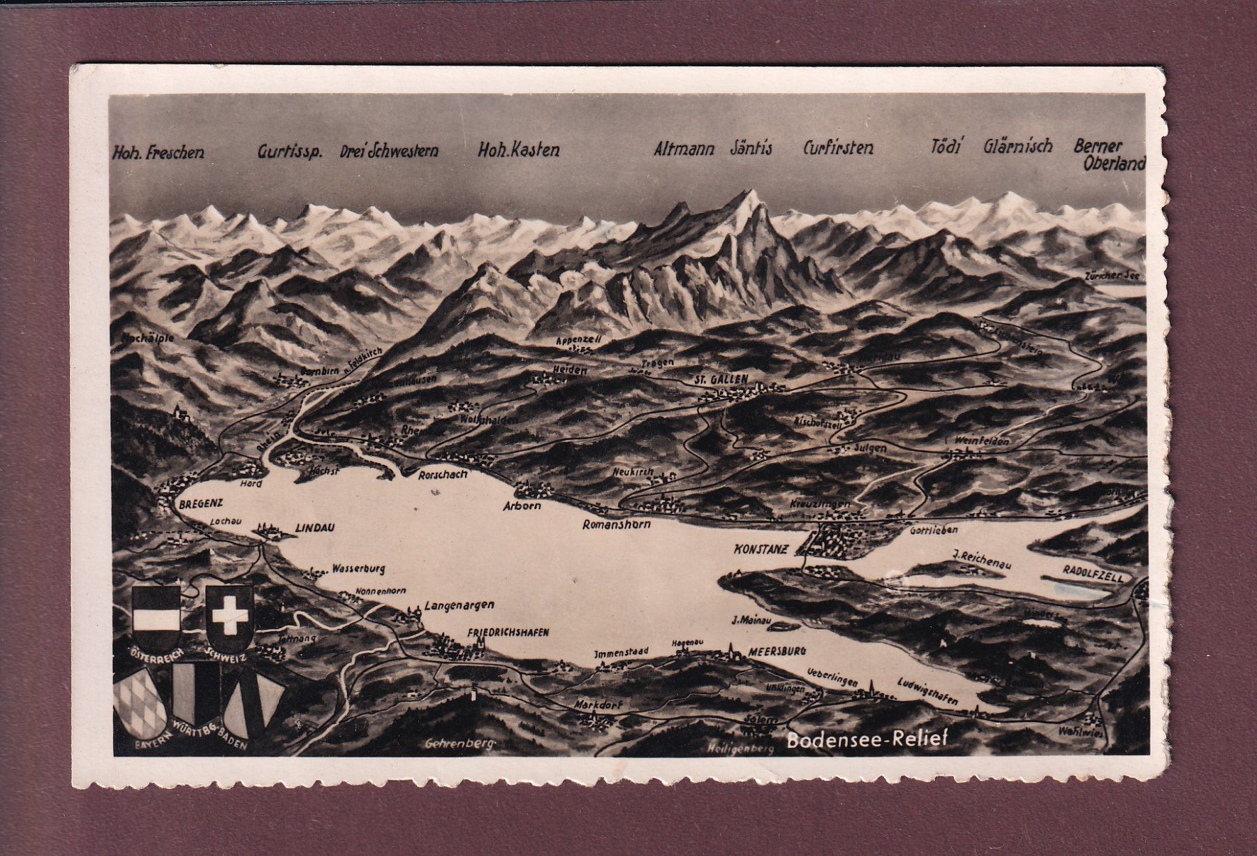 Cartoline postali: BODENSEE - Vogelschau – Usato da Pully venduto da nicecards