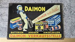 Altes Daimon Verkaufstellenschild aus Stahlblech