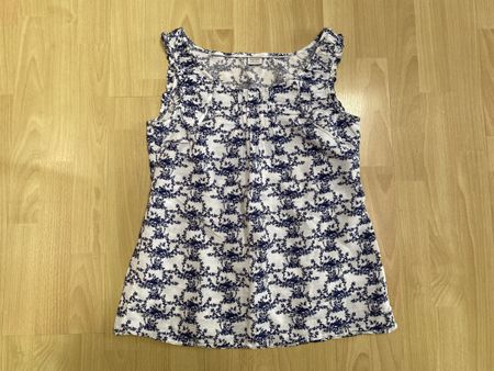 Esprit Top, Leinen, 38, blau-weiss Blumenmuster