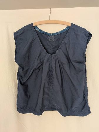 Sommertop Blusentop Gr. 44 Baumwolle graublau