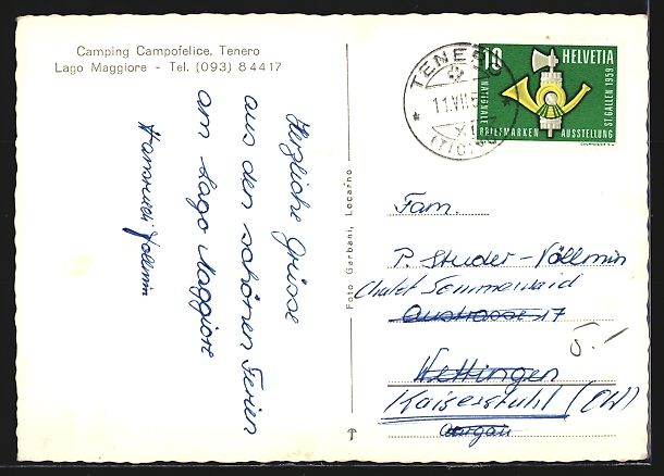 Cartes postales: Tenero /Lago Maggiore, Camping Campofeli – D'occasion à Berlin par bartko-reher 1