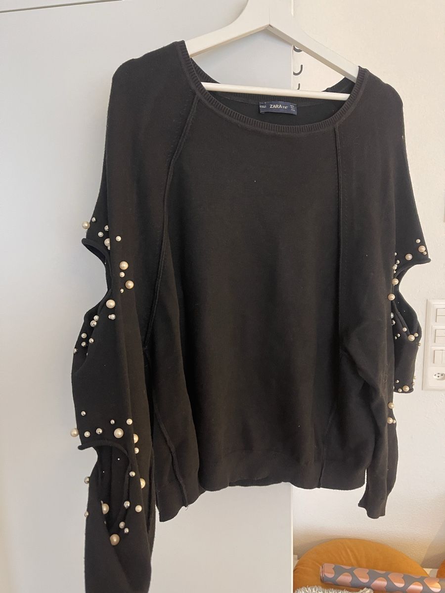 Zara Maglioni & Felpe: Oversize Pullover mit Cut-Outs und Perlen – Usato da Zürich venduto da mel_87ct