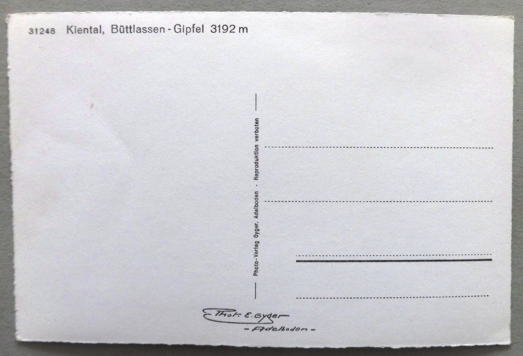 Cartoline postali: Kiental, Büttlassen-Gipfel 3192 m – Usato da Fétigny venduto da Billy2miny 1