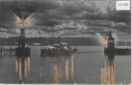 Konstanz - Hafen bei Nacht - Litho