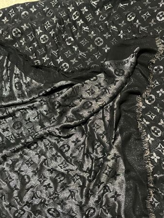 Louis Vuitton Schal, schwarz, Monogram, Seide Kaschmir Mix