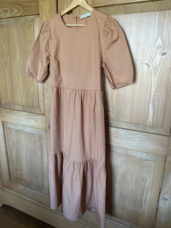 Pieces Stufenkleid Maxikleid Gr. S Damen Sommerkleid beige