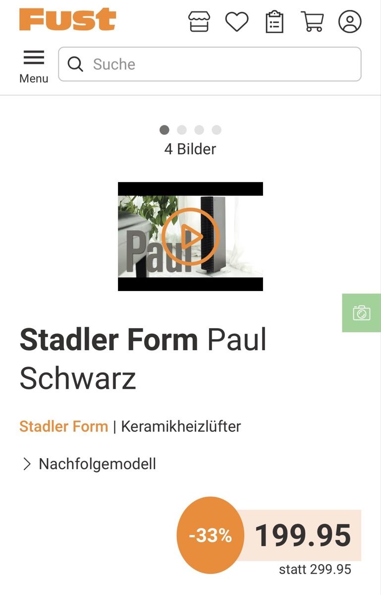 Stadler Form Radiatori: Stadler Form Heizlüfter Paul – Usato da Glattfelden venduto da Gid0 5