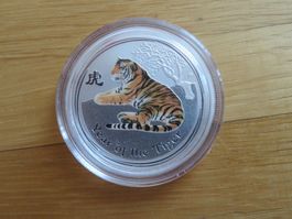 Lunar II Münze Tiger 2010 / 1/2 Unze Silber in Farbe