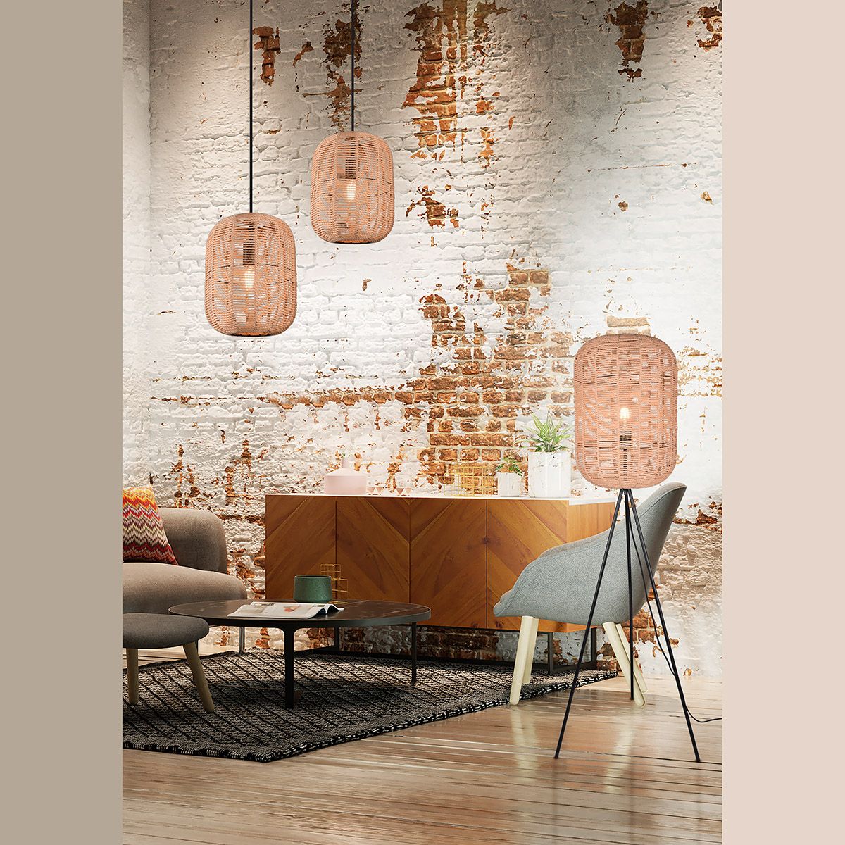 Lampade: Stehleuchte, Sisal, Oval, Schwarz, Braun – Nuovo (secondo la descrizione) da Kreuzlingen venduto da Smart-Light 2