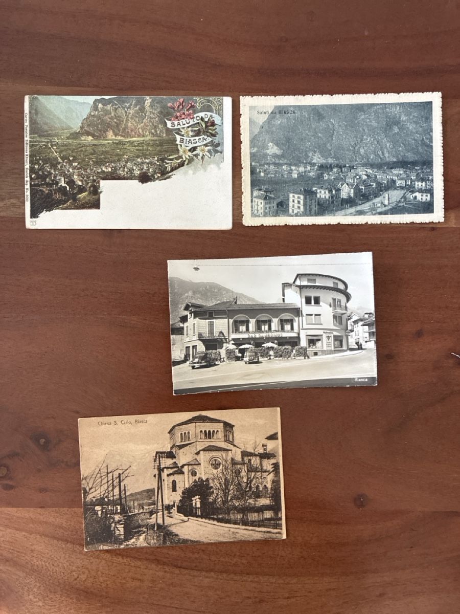 Cartoline postali: 4 Ansichtskarten Schweiz von Biasca TI – Usato da Oftringen venduto da Cla.vD.74