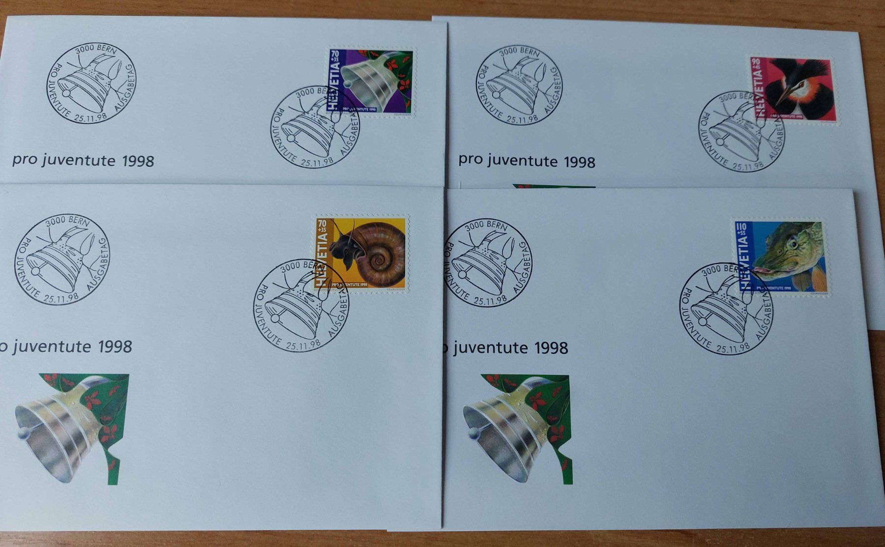 Tutti i francobolli: FJ1998 - 4 FDC Pro Juventute 1998 – Usato da Trélex venduto da Phil_Albert