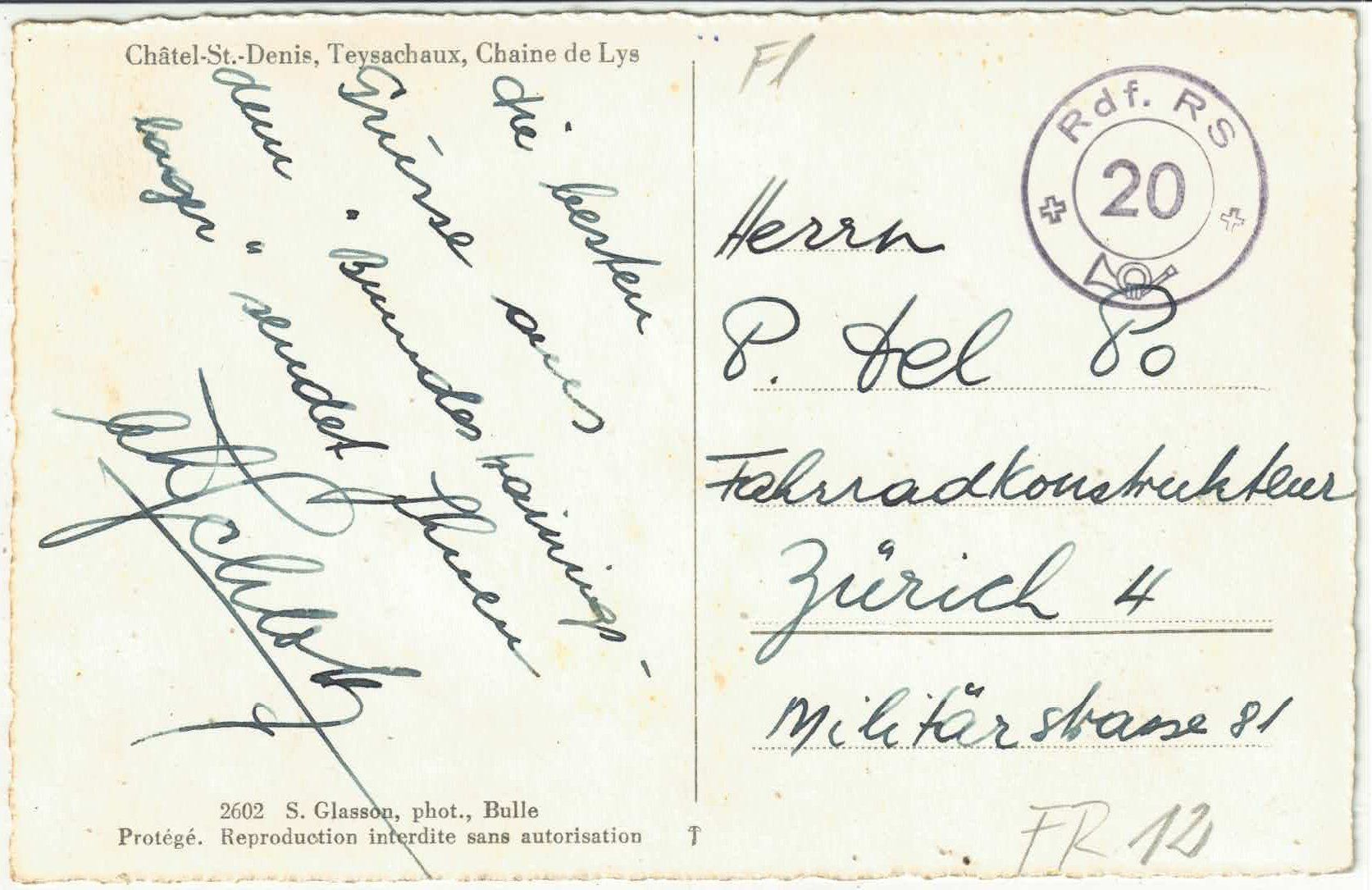 Cartoline postali: Chatel-St-Denis - Teysachaux - Chaine de Lys – Usato da Ettingen venduto da Kartenplanet 1