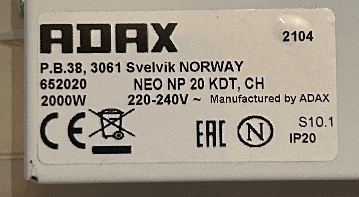 Radiatori: Direktheizgerät ADAX NEO Basic NP 20 KDT Weiss – Usato da Aathal-Seegräben venduto da meister-zopf 2
